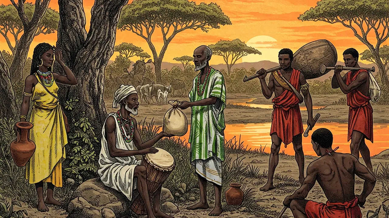 Patakies-ogbe-di-Orunmila-recibe-ashe Ogbe di, imagen representativa de la historia cuando Orunmila recibe el Ashé