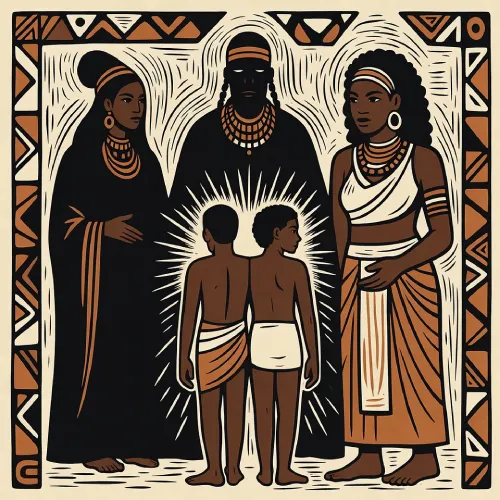 Ilustración del pataki de Oyekun berdura, el camino de Eshú larufa